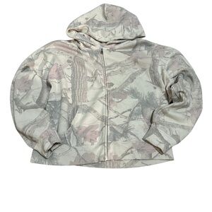 Hollister Cream and Taupe Camo Zip Hoodie